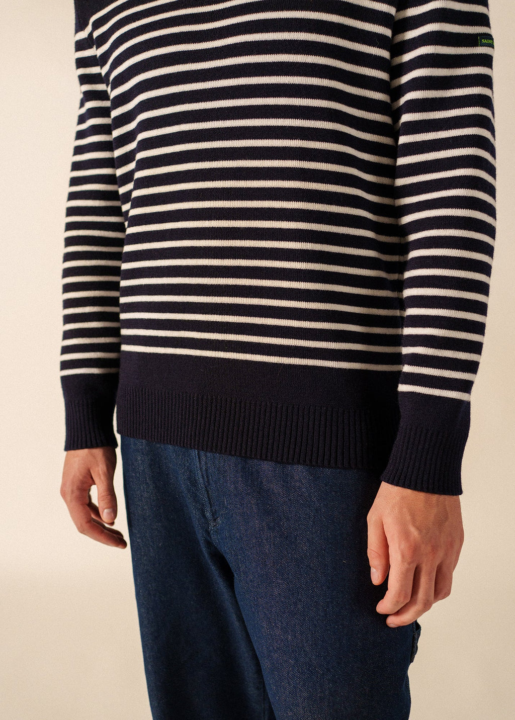 Saint James GLOWLINE BINIC Fisherman Sweater (NAVY / GLOW)