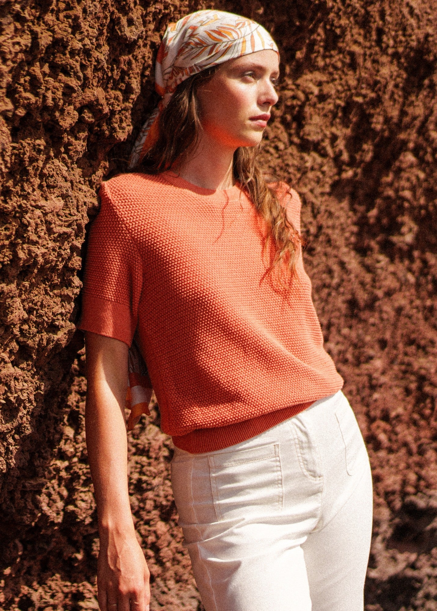 Saint James Provence Openwork Cotton & Wool Sweater (CLAY)