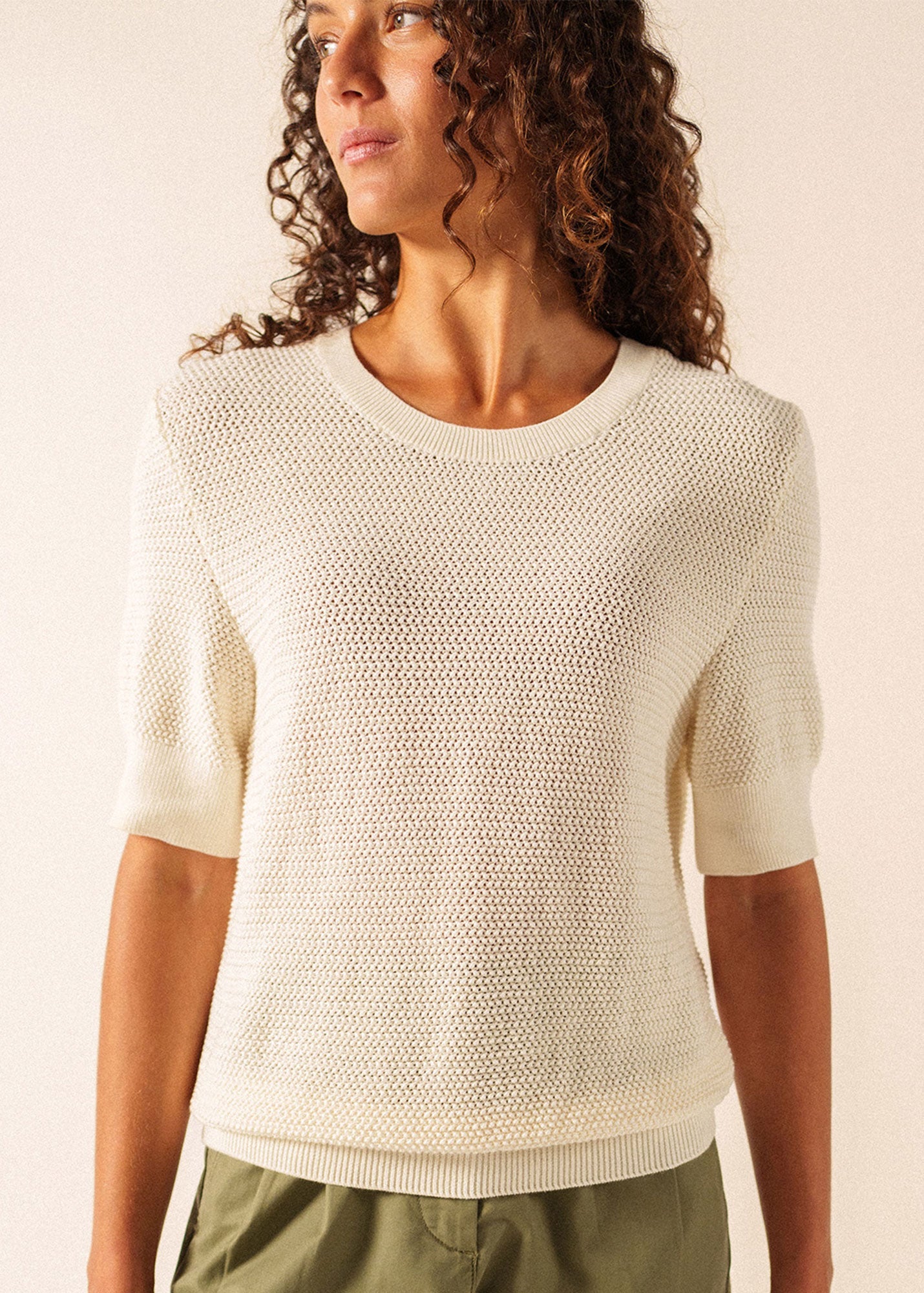 Saint James Provence Openwork Cotton & Wool Sweater (IVORY)
