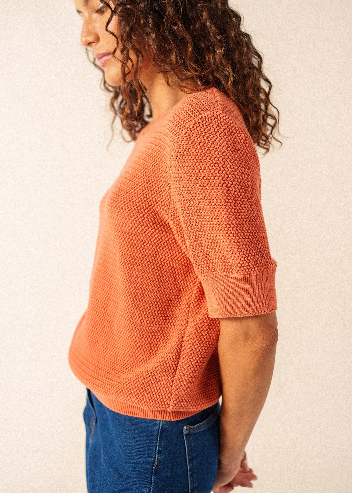 Saint James Provence Openwork Cotton & Wool Sweater (CLAY)