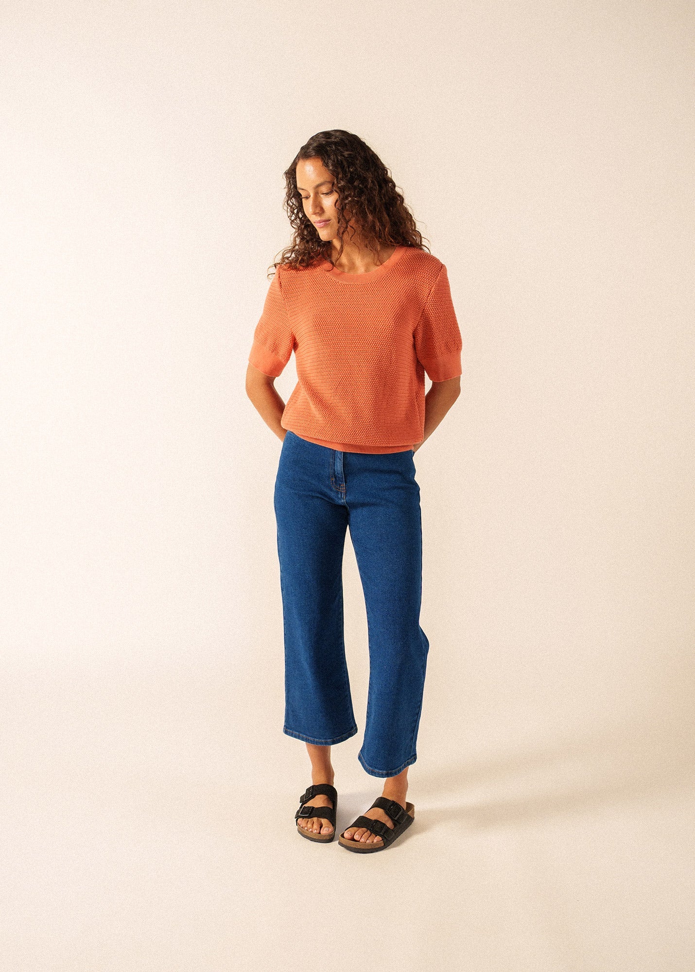 Saint James Provence Openwork Cotton & Wool Sweater (CLAY)