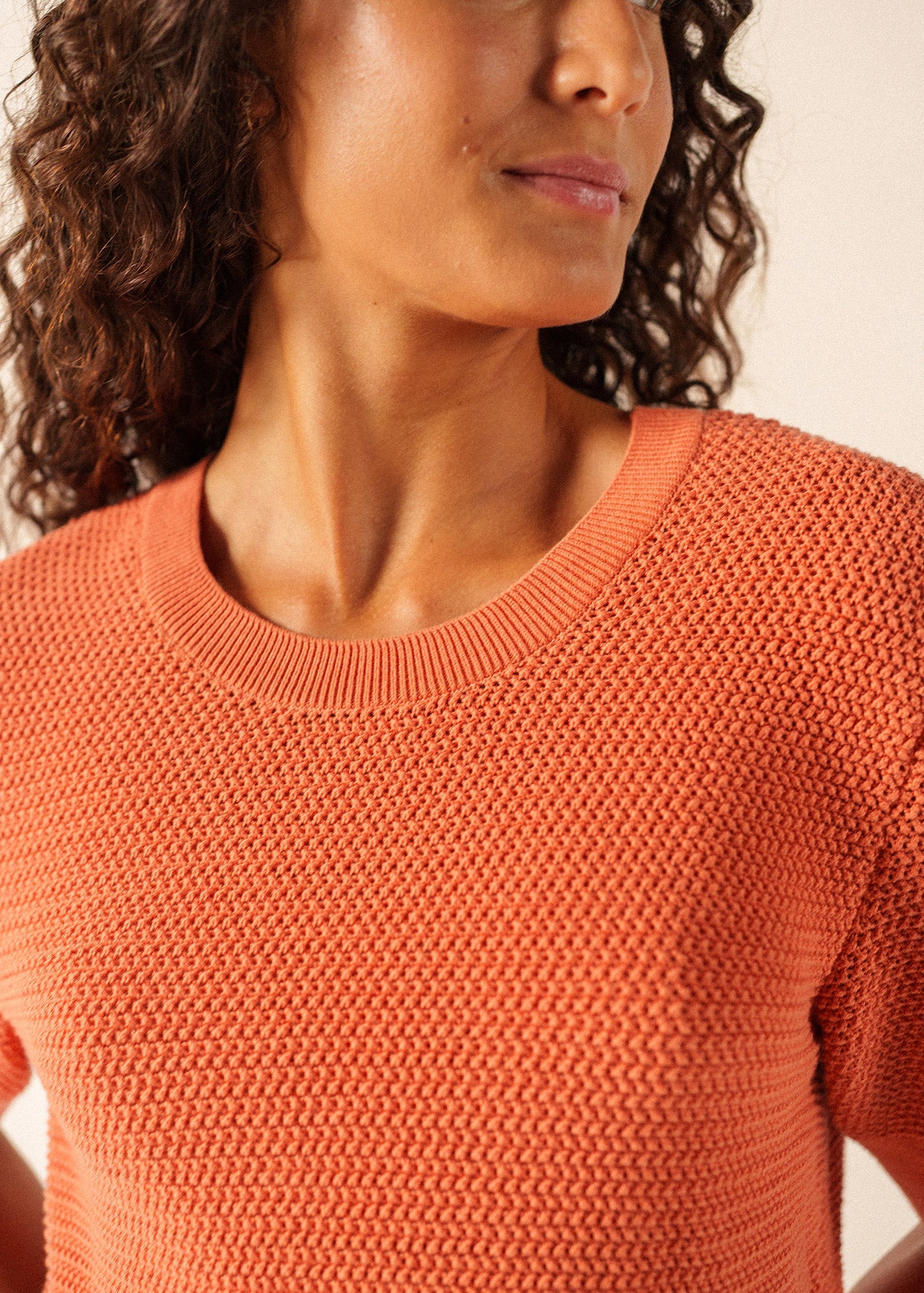 Saint James Provence Openwork Cotton & Wool Sweater (CLAY)