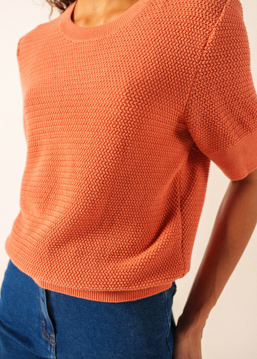 Saint James Provence Openwork Cotton & Wool Sweater (CLAY)