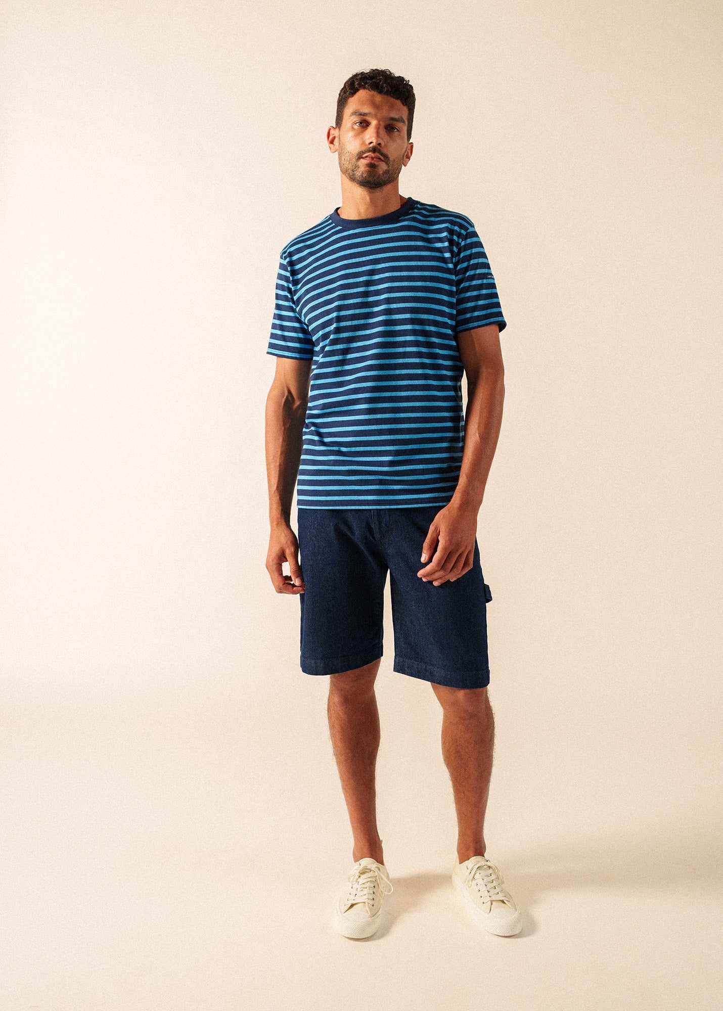 Saint James PLOUIDER II Breton T-Shirt (NAVY / CAPRI BLUE)
