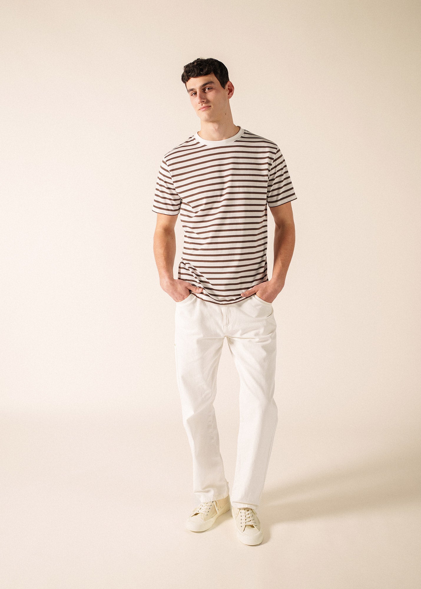 Saint James PLOUIDER II Breton T-Shirt (WHITE / CHOCOLATE)
