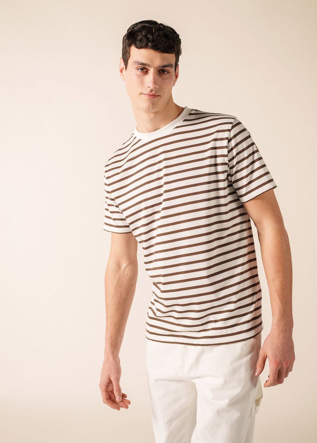 Saint James PLOUIDER II Breton T-Shirt (WHITE / CHOCOLATE)