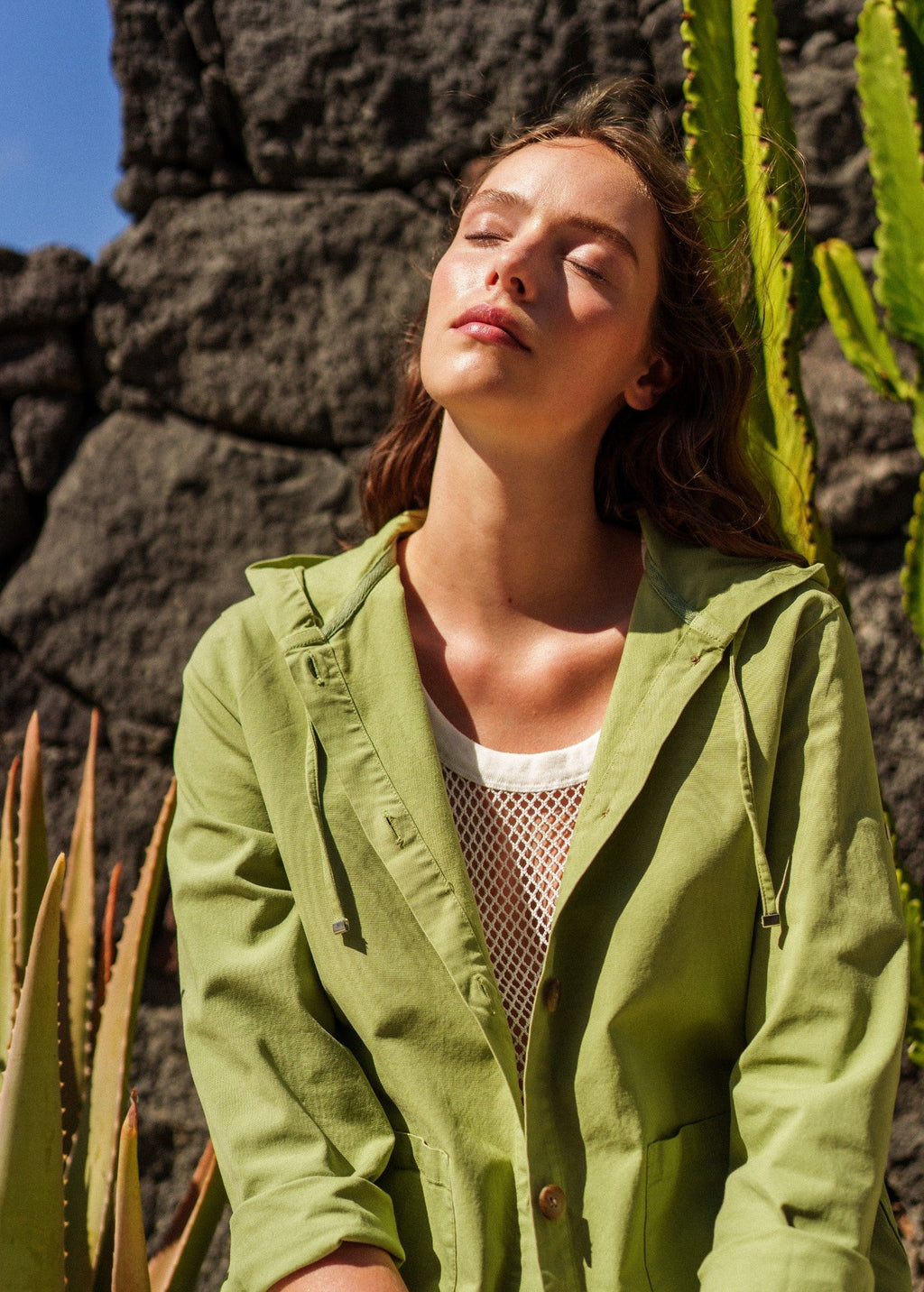 Saint James AURA Hooded Cotton Canvas Jacket (SAGE OLIVE)