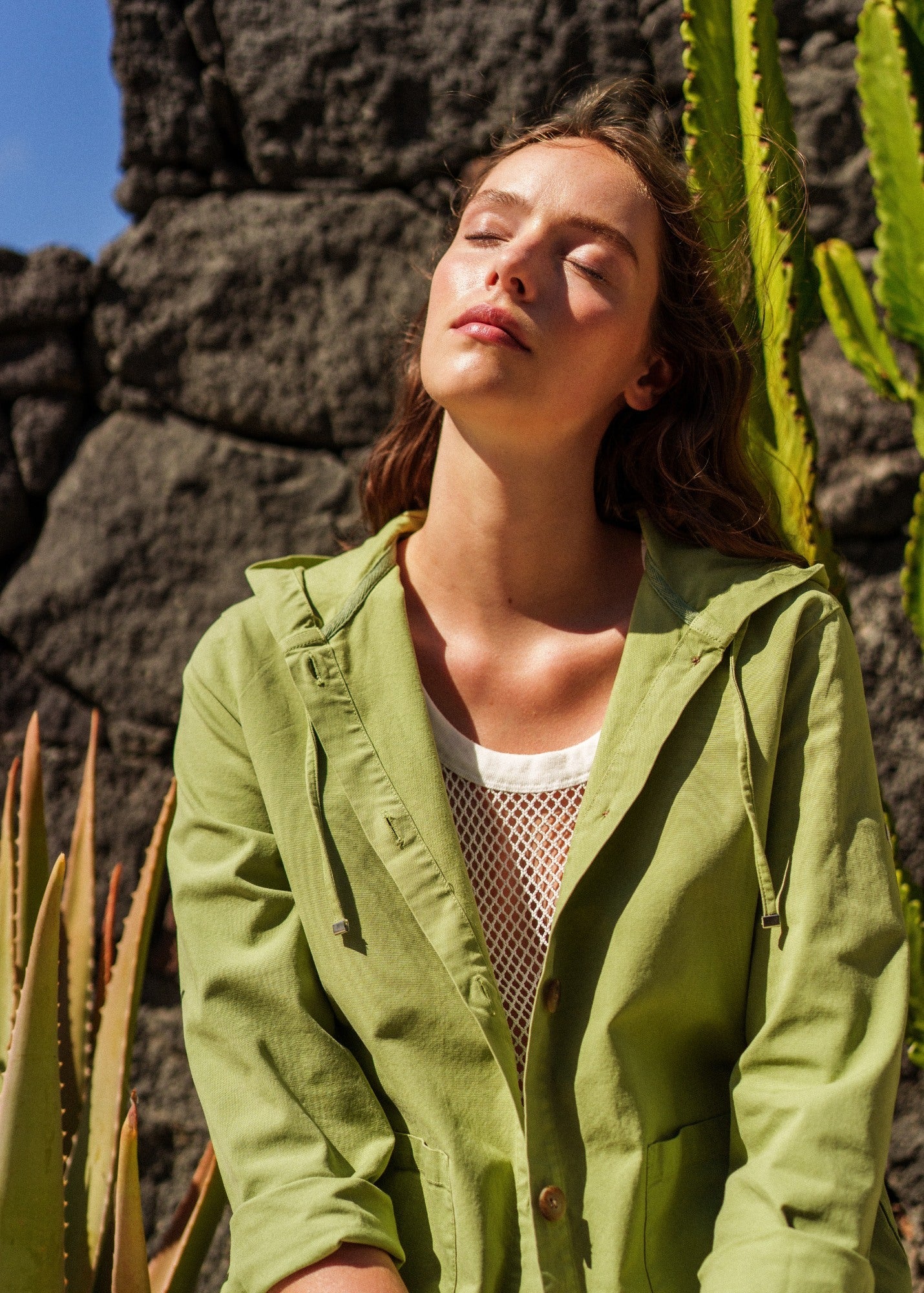 Saint James AURA Hooded Cotton Canvas Jacket (SAGE OLIVE)