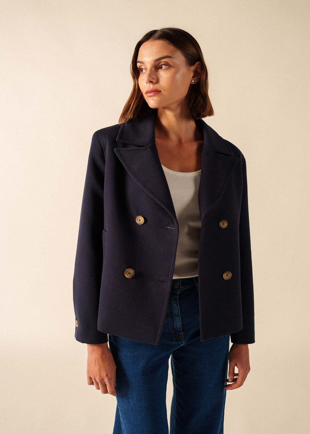 Saint James St Cathy cotton canvas peacoat (NAVY)