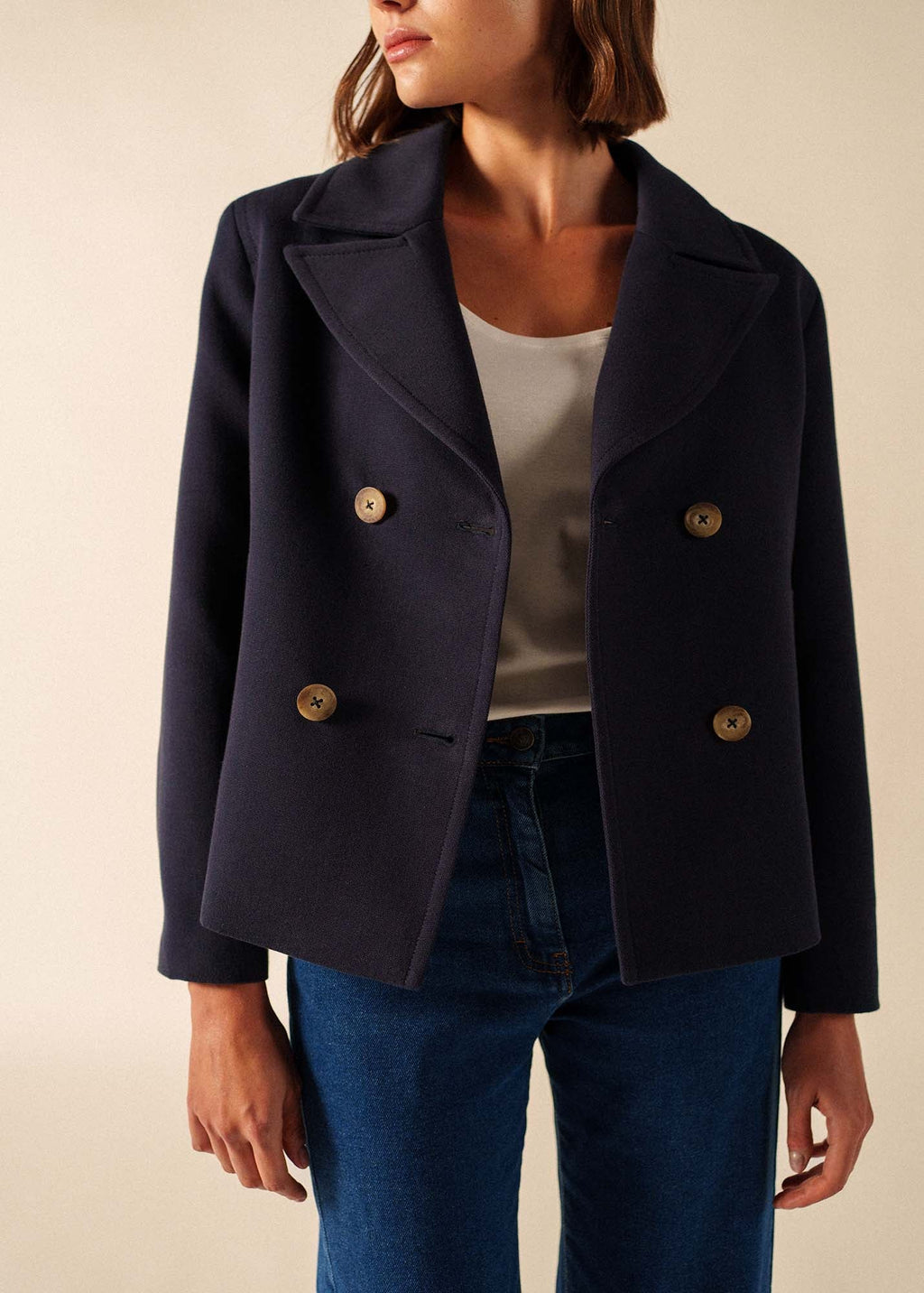 Saint James St Cathy cotton canvas peacoat (NAVY)