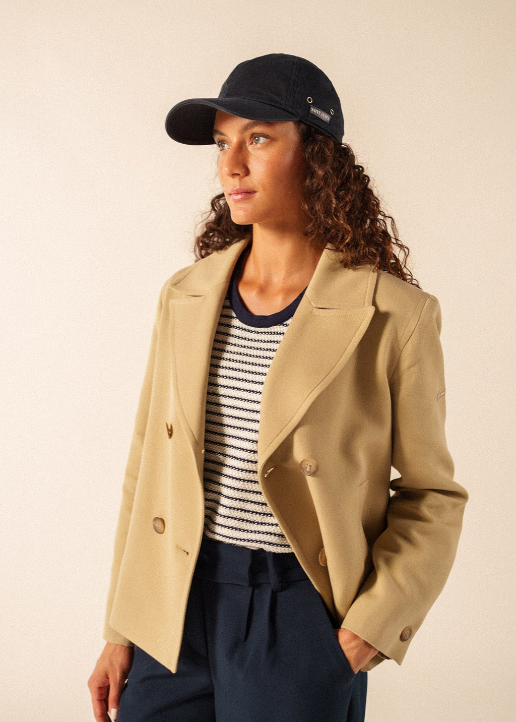 Saint James St Cathy cotton canvas peacoat (BEIGE)