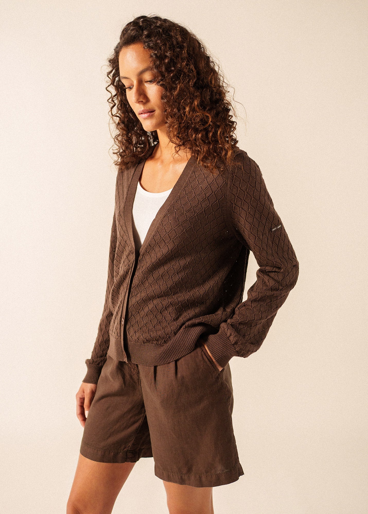 Saint James BRAGA Wool & Silk Knit Cardigan (CHOCOLATE)