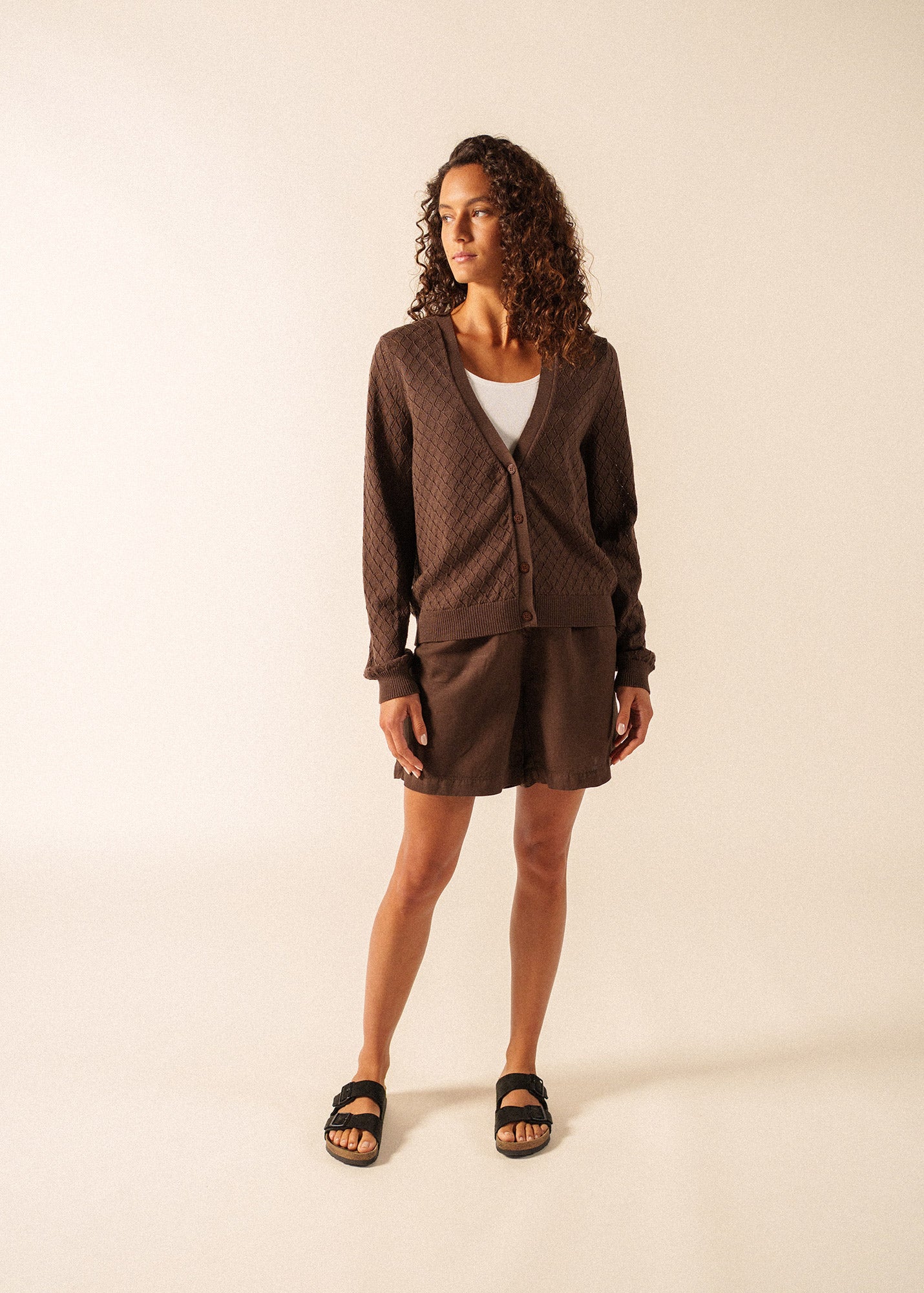 Saint James BRAGA Wool & Silk Knit Cardigan (CHOCOLATE)