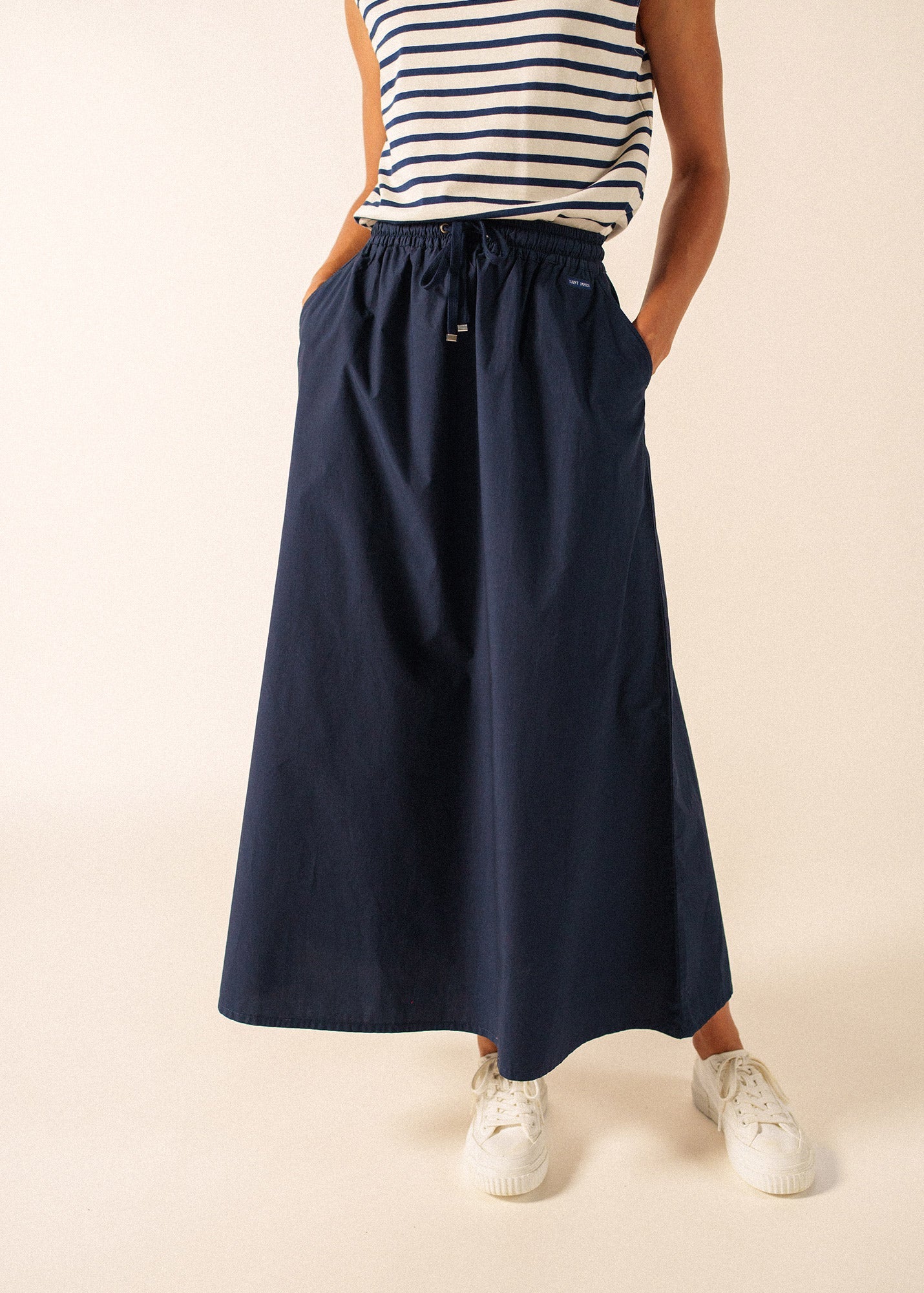 Saint James ALBANE Cotton Drawstring Skirt (NAVY)