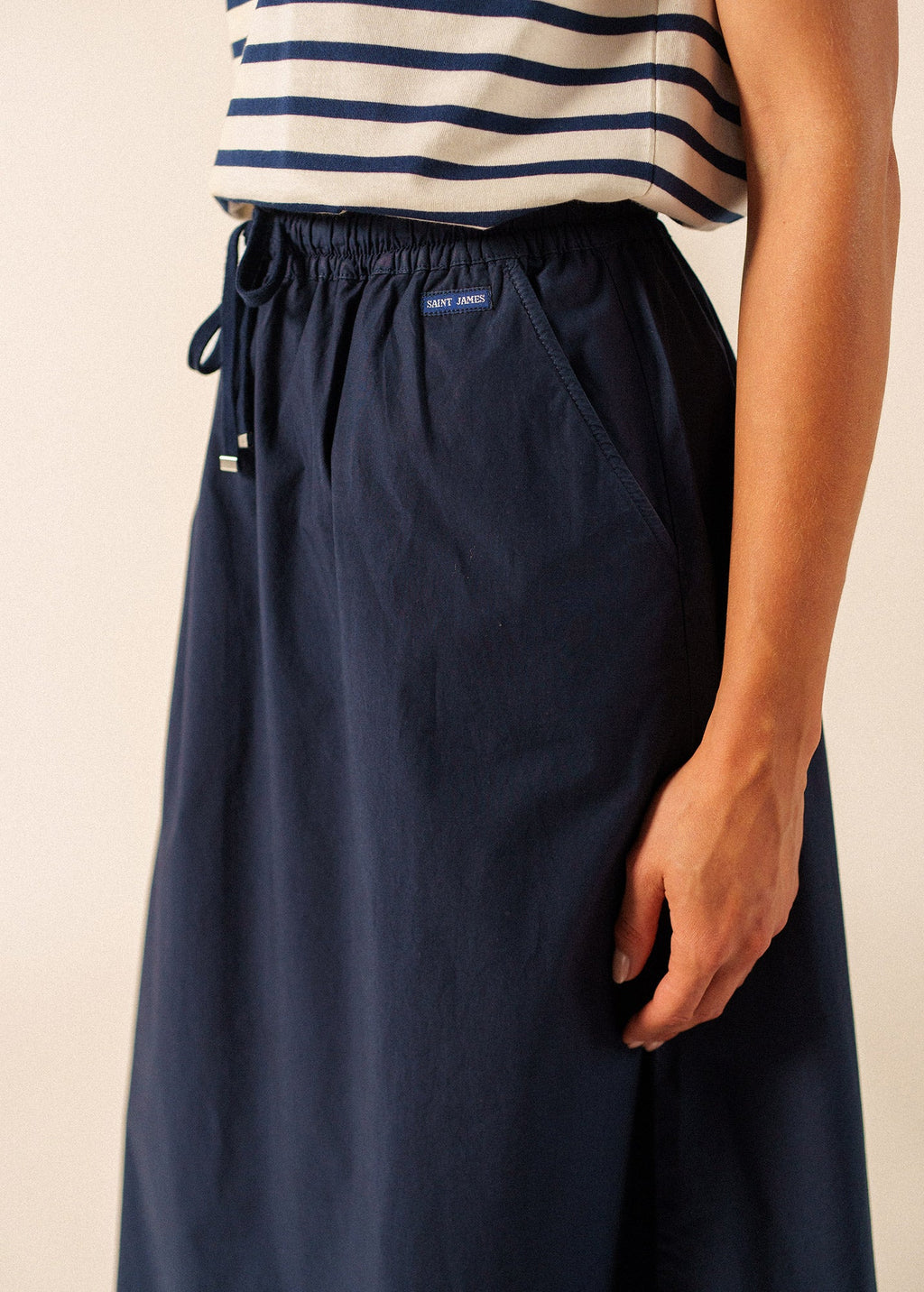 Saint James ALBANE Cotton Drawstring Skirt (NAVY)