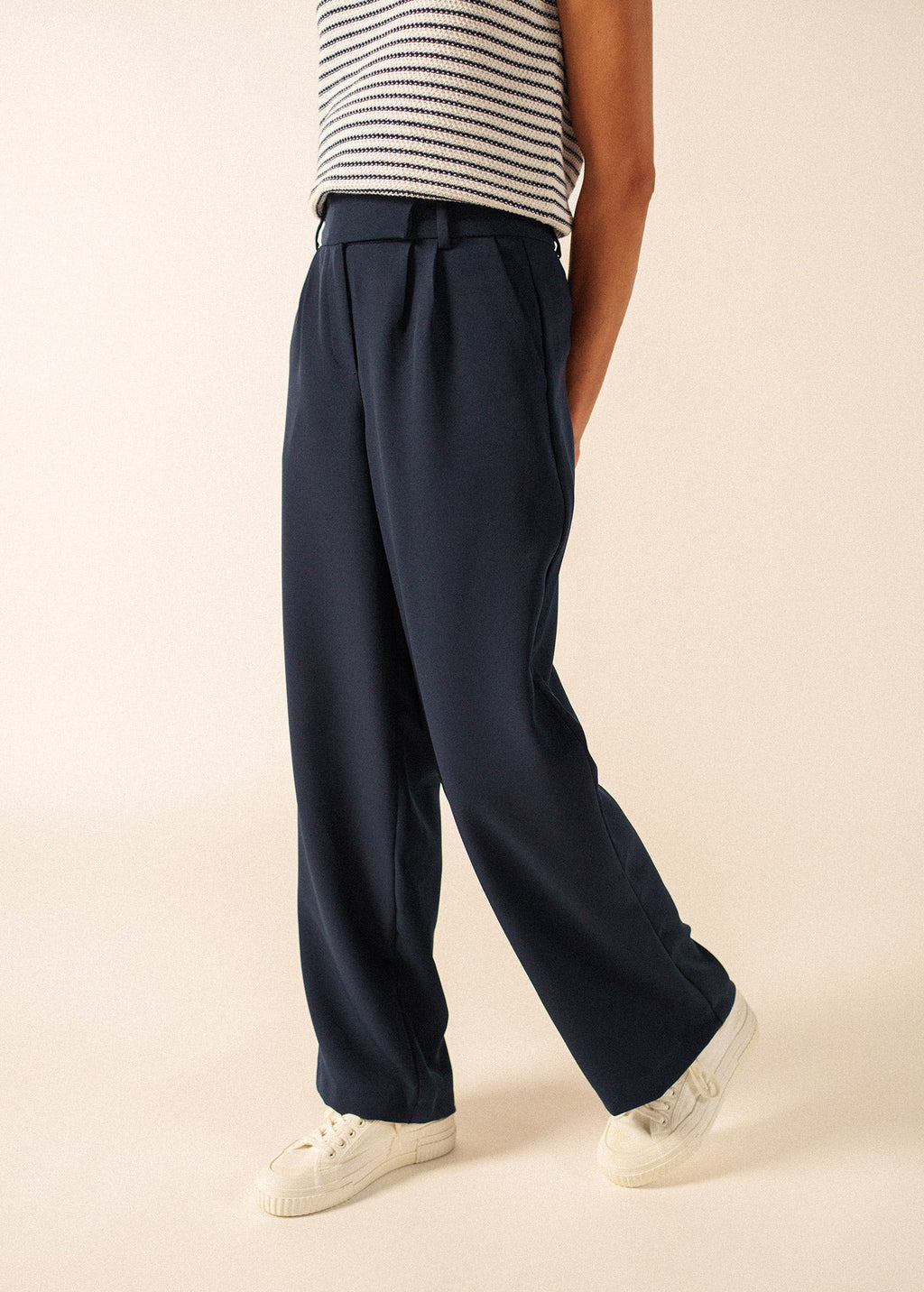 Saint James BIANCA Crepe Straight Leg Pants (NAVY)