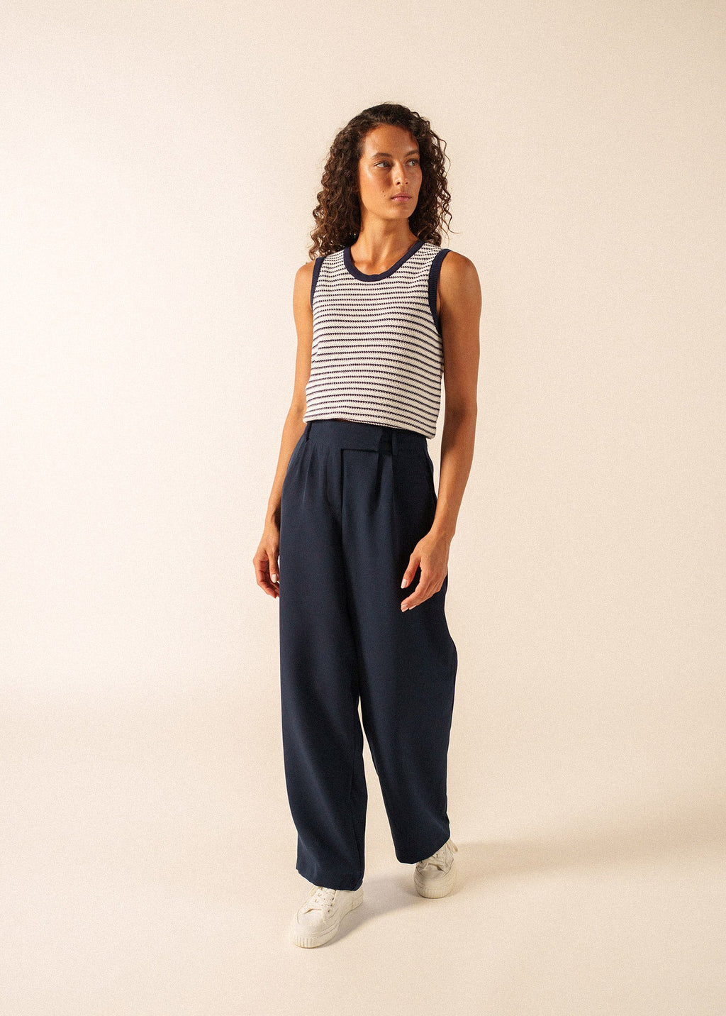 Saint James BIANCA Crepe Straight Leg Pants (NAVY)
