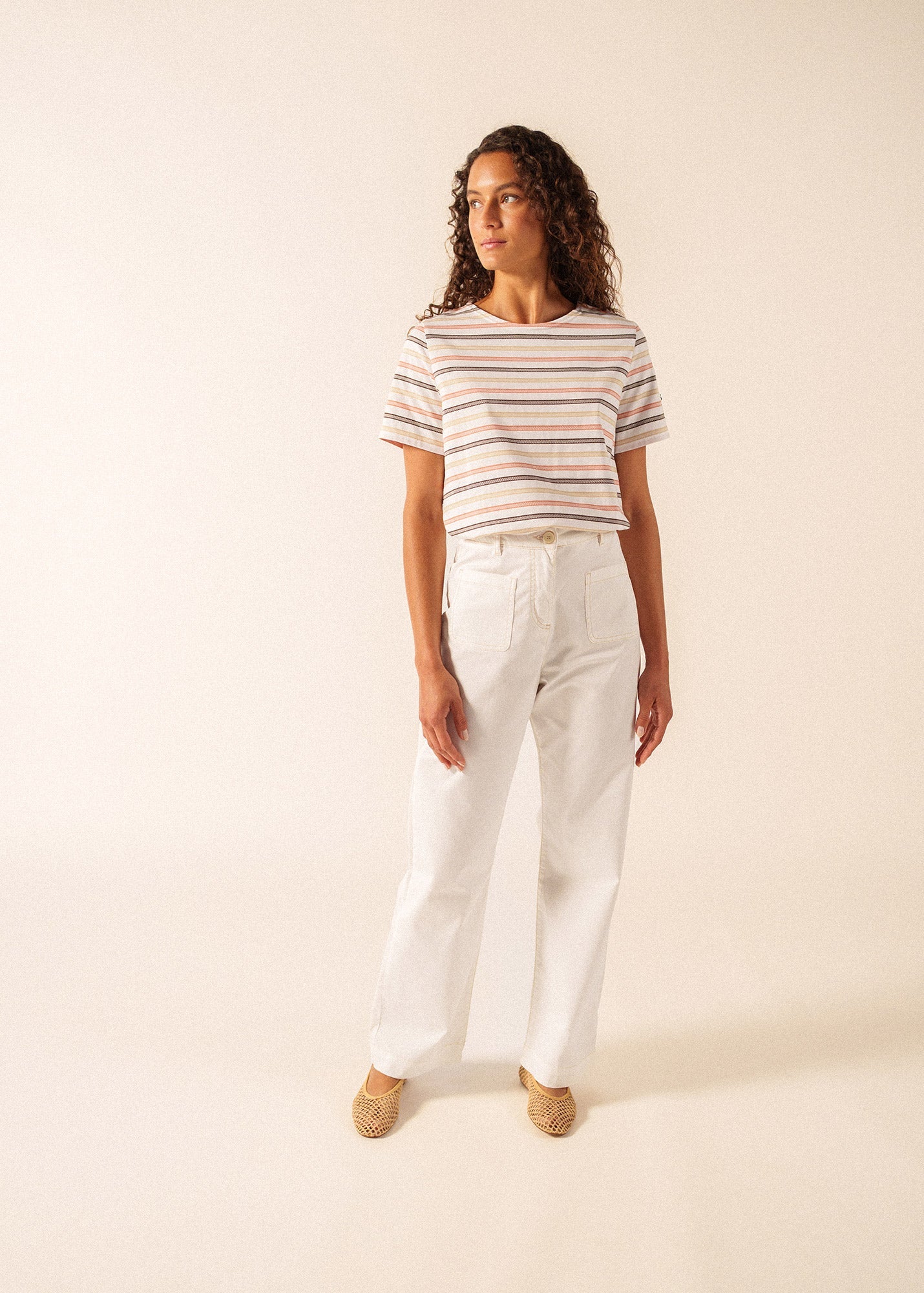 Saint James ENZA Cotton Twill Straight Leg Pants (IVORY)