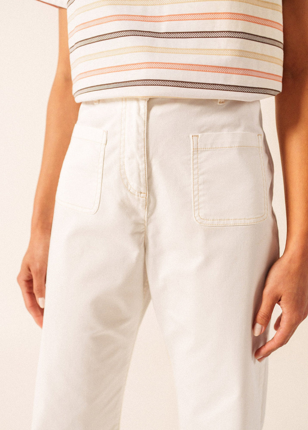 Saint James ENZA Cotton Twill Straight Leg Pants (IVORY)