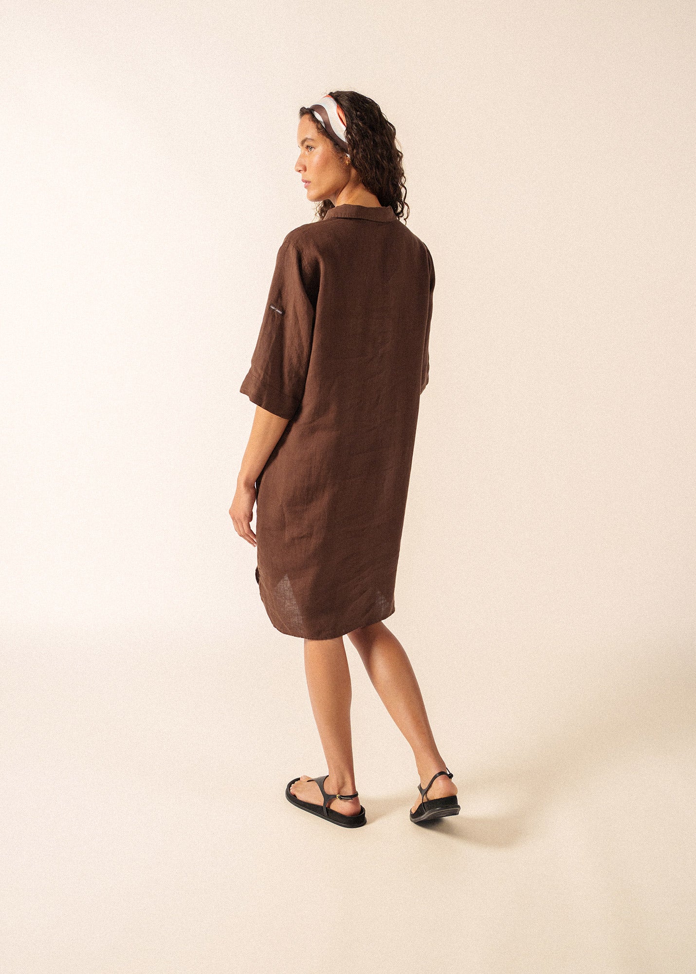 Saint James LEONIE Linen Shirt Dress (CHOCOLATE)