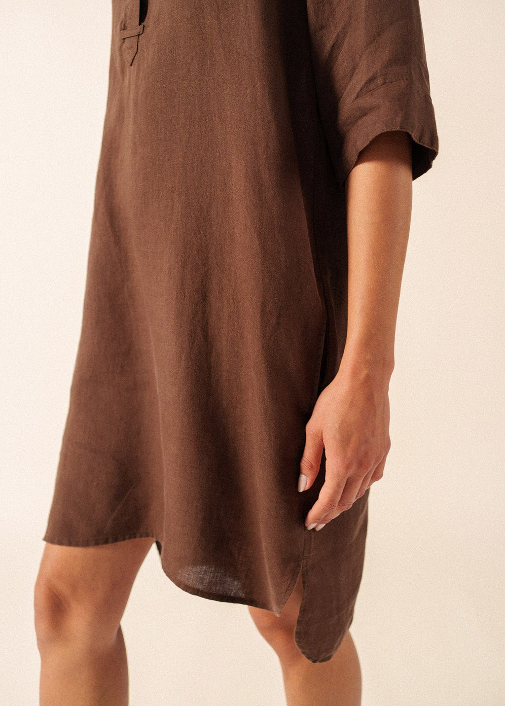 Saint James LEONIE Linen Shirt Dress (CHOCOLATE)