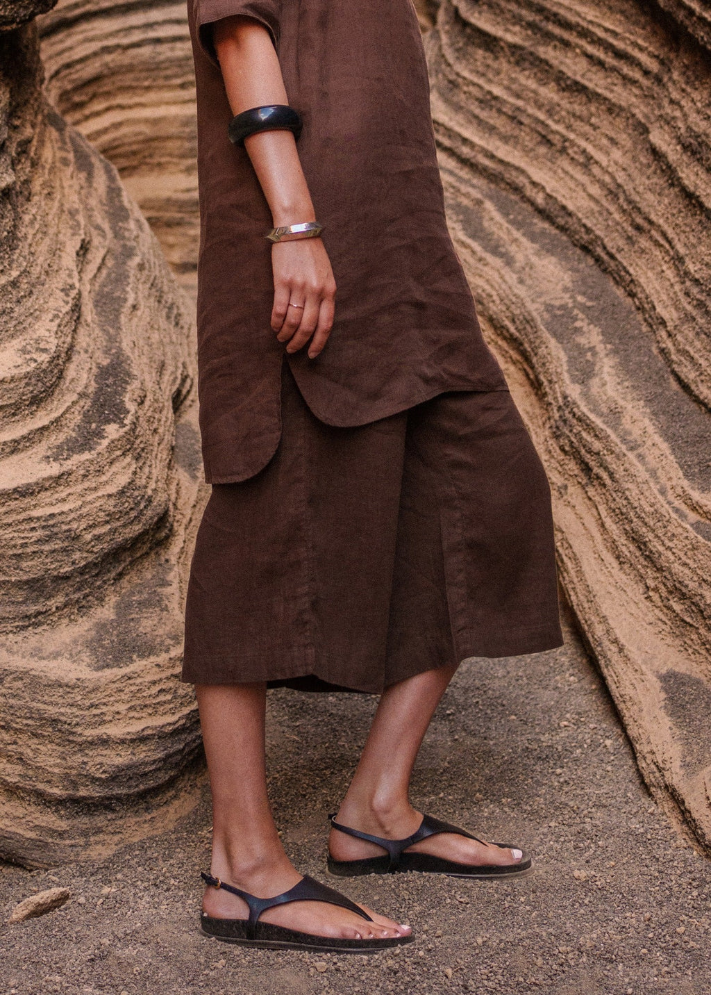 Saint James CHLOE Linen Wide-Leg Pants (CHOCOLATE)
