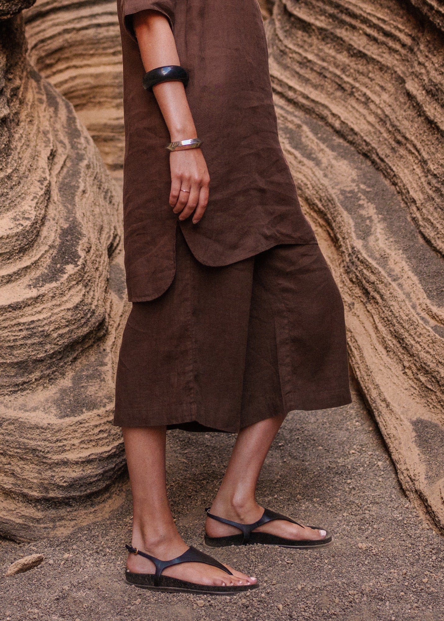 Saint James CHLOE Linen Wide-Leg Pants (CHOCOLATE)
