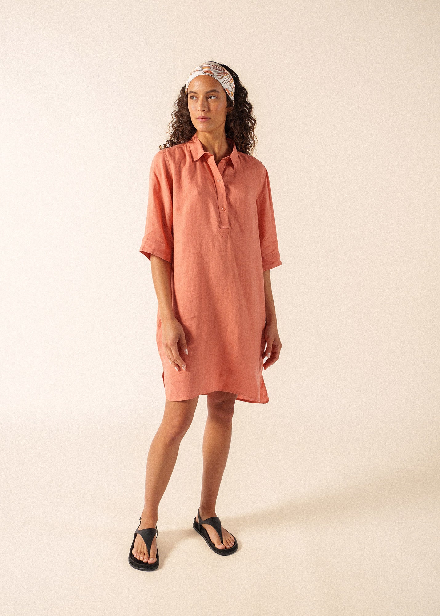 Saint James LEONIE Linen Shirt Dress (CLAY)
