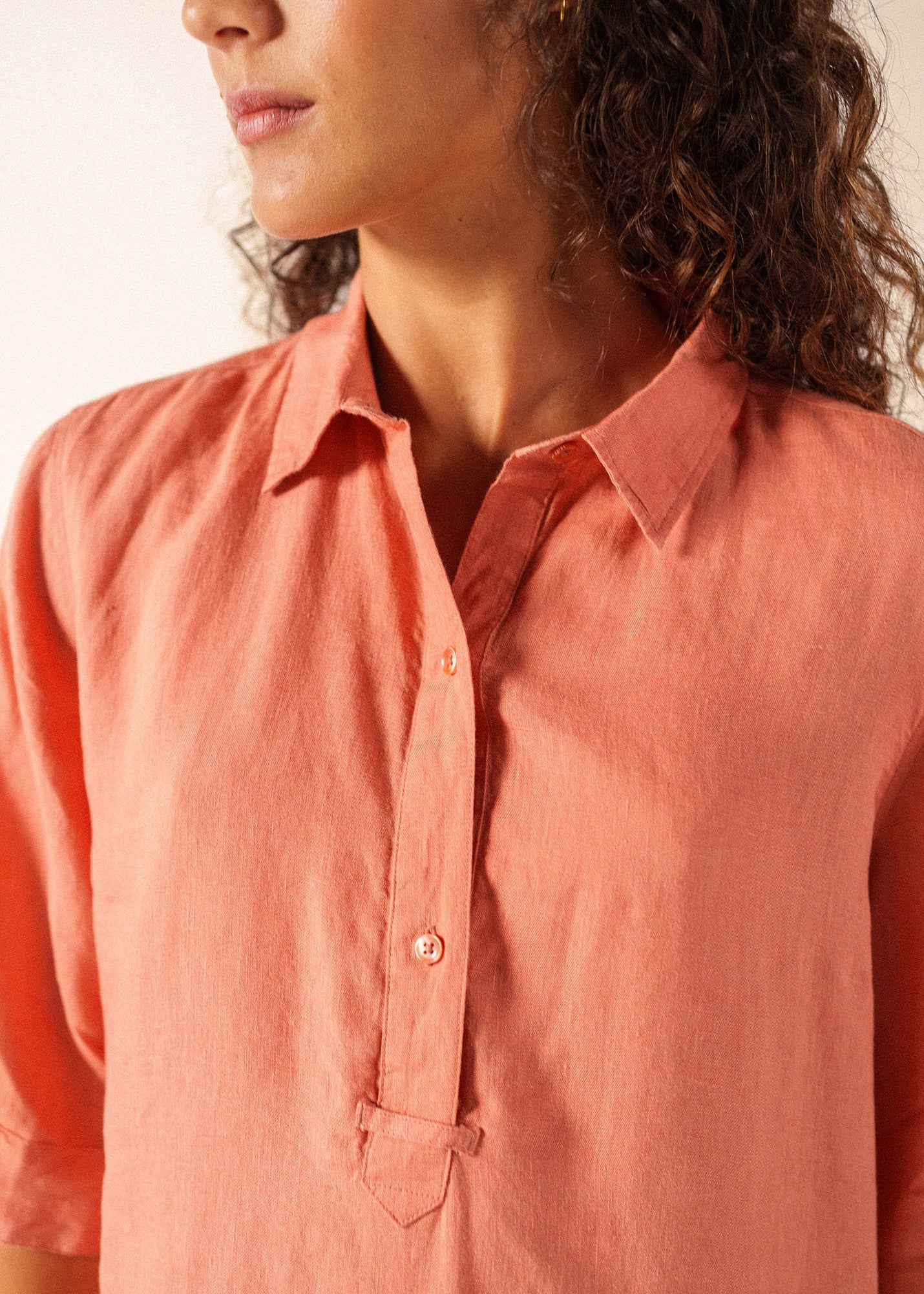 Saint James LEONIE Linen Shirt Dress (CLAY)