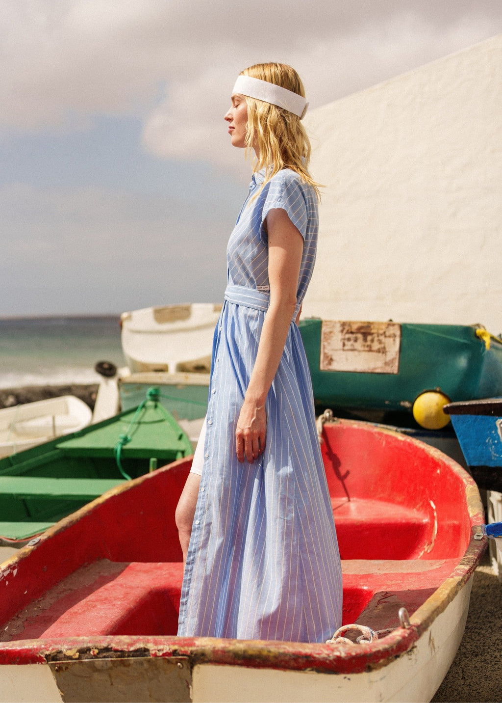 Saint James MAELYS Striped Maxi Dress (BLUE / WHITE)