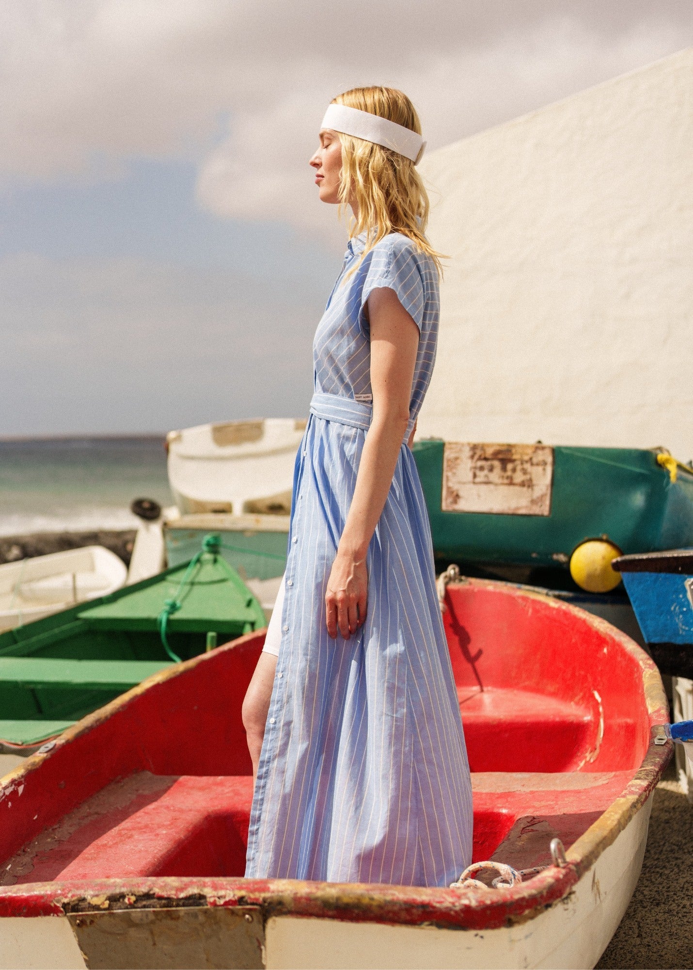 Saint James MAELYS Striped Maxi Dress (BLUE / WHITE)