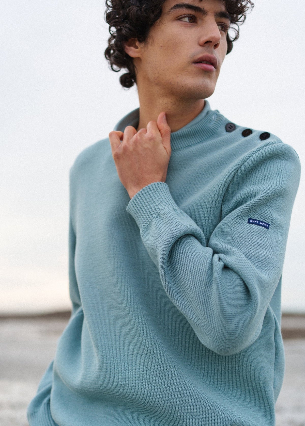 Saint James CANCALE Fisherman Sweater (LIGHT COASTAL BLUE)