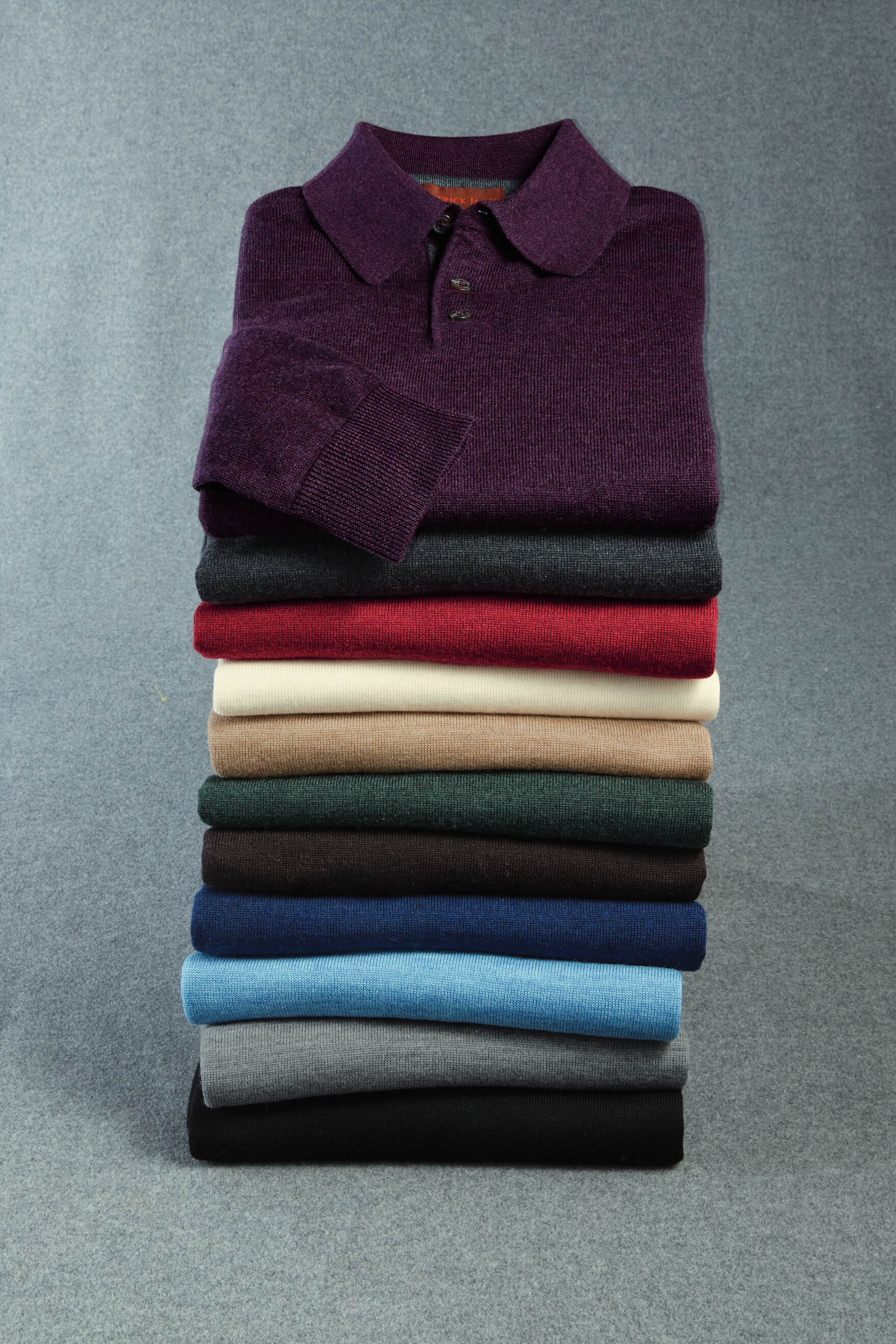 Patrick James Long Sleeve 3 Button Merino Polo