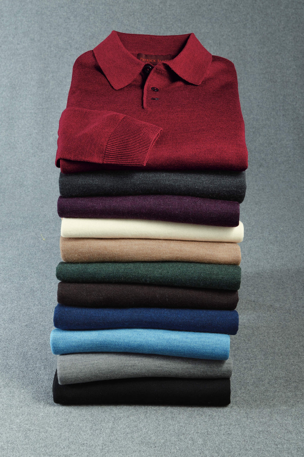 Patrick James Long Sleeve 3 Button Merino Polo