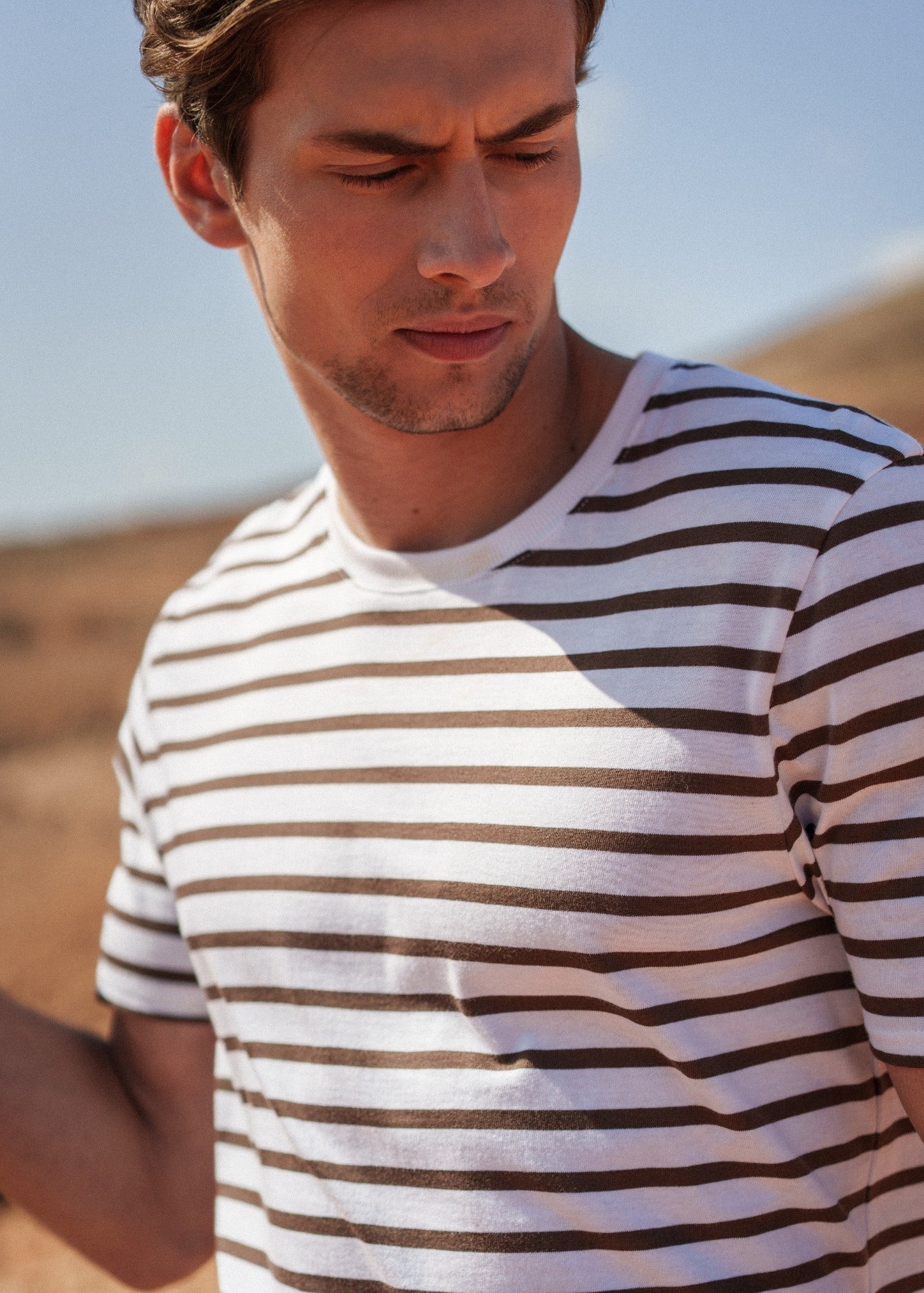 Saint James PLOUIDER II Breton T-Shirt (WHITE / CHOCOLATE)