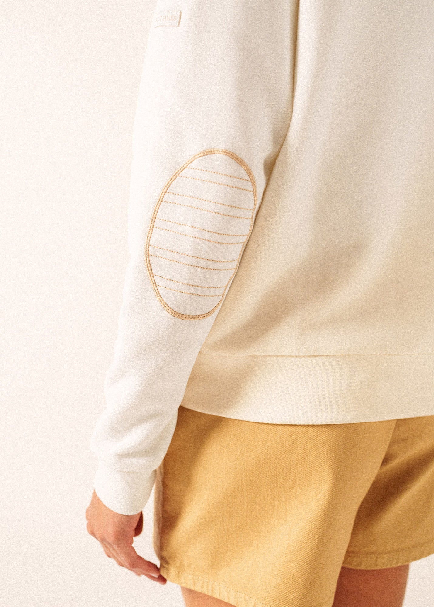 Saint James LOU Cotton Fleece Quarter-Zip Sweatshirt  (IVORY / SAIL CANVAS)