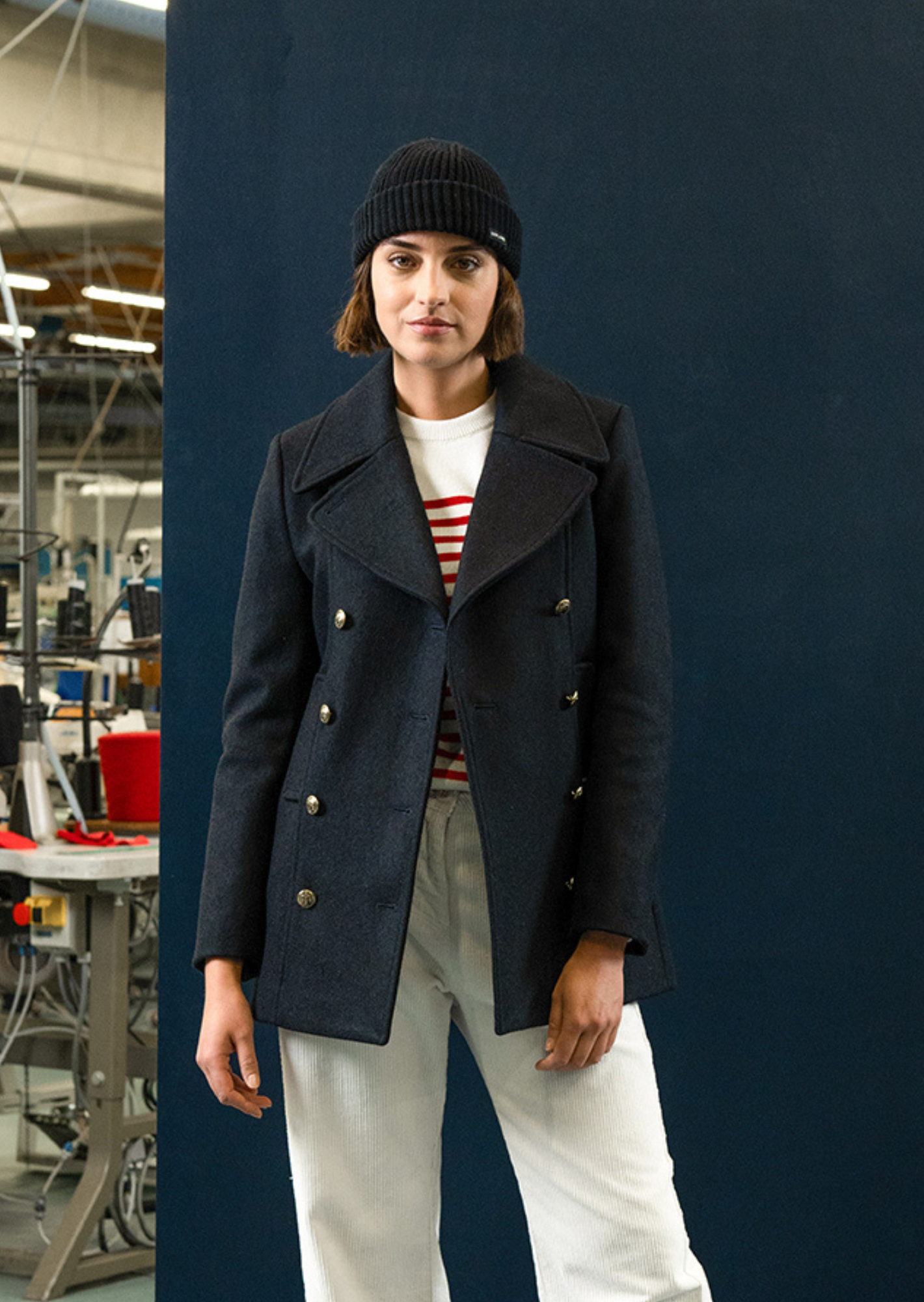 Saint James Voilure Ii Authentic Peacoat For Women 100% Wool Navy