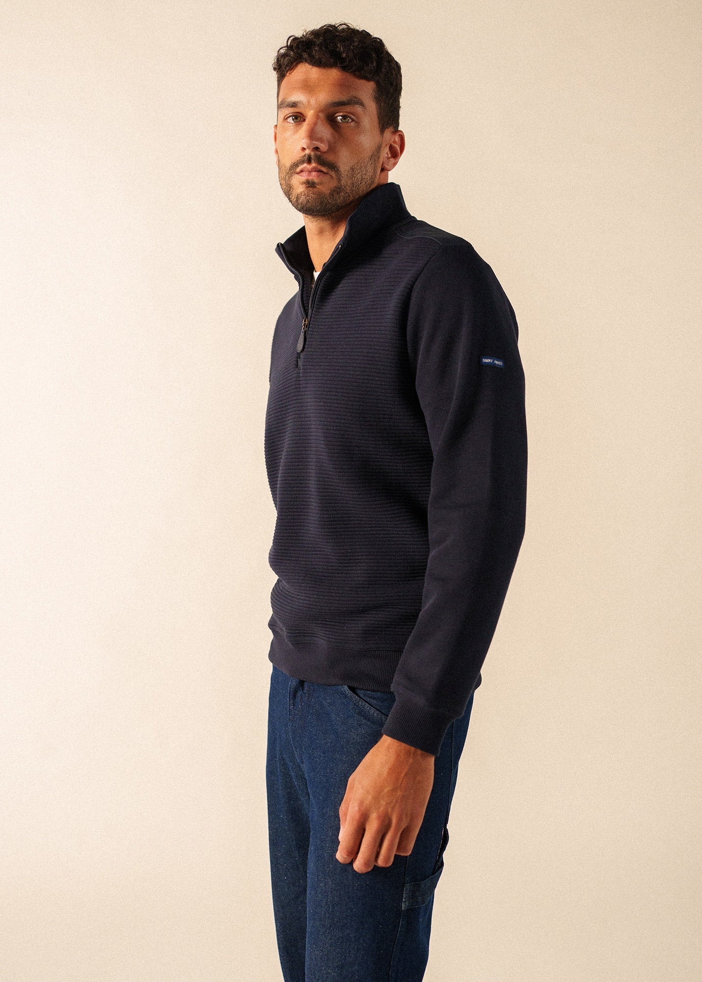 Malo half-zip ribbed sweater (NAVY)
