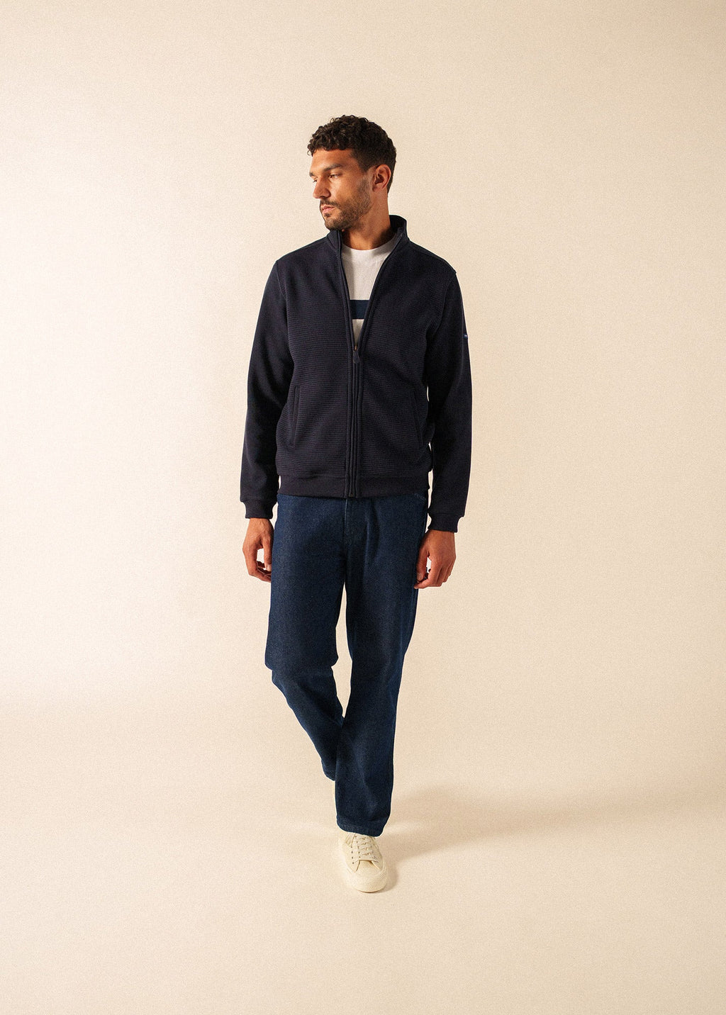 Saint James Matteo full-zip ribbed cardigan (NAVY)