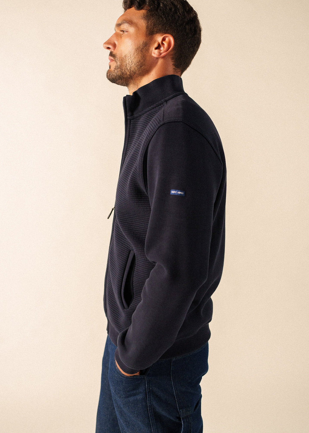 Saint James Matteo full-zip ribbed cardigan (NAVY)