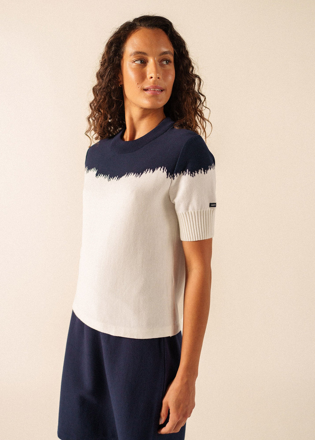 Saint James NICOSIE Sweater x Isabelle Ballu (IVORY / NAVY)
