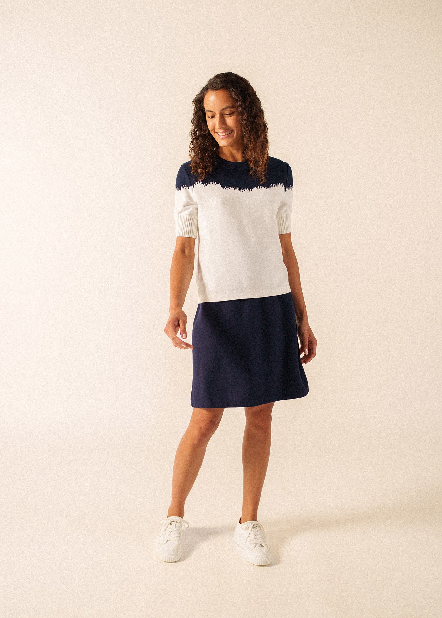 Saint James NICOSIE Sweater x Isabelle Ballu (IVORY / NAVY)
