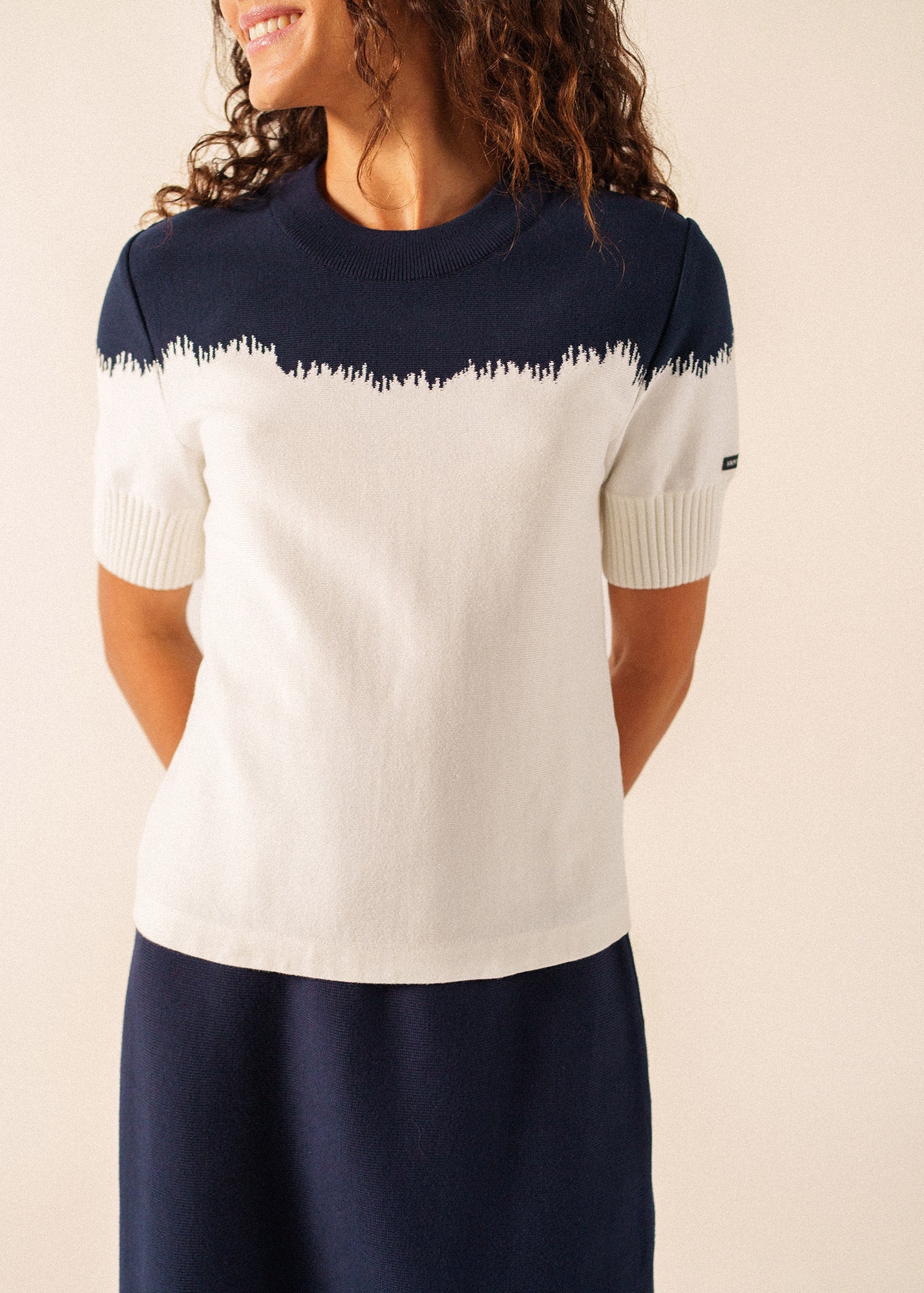 Saint James NICOSIE Sweater x Isabelle Ballu (IVORY / NAVY)