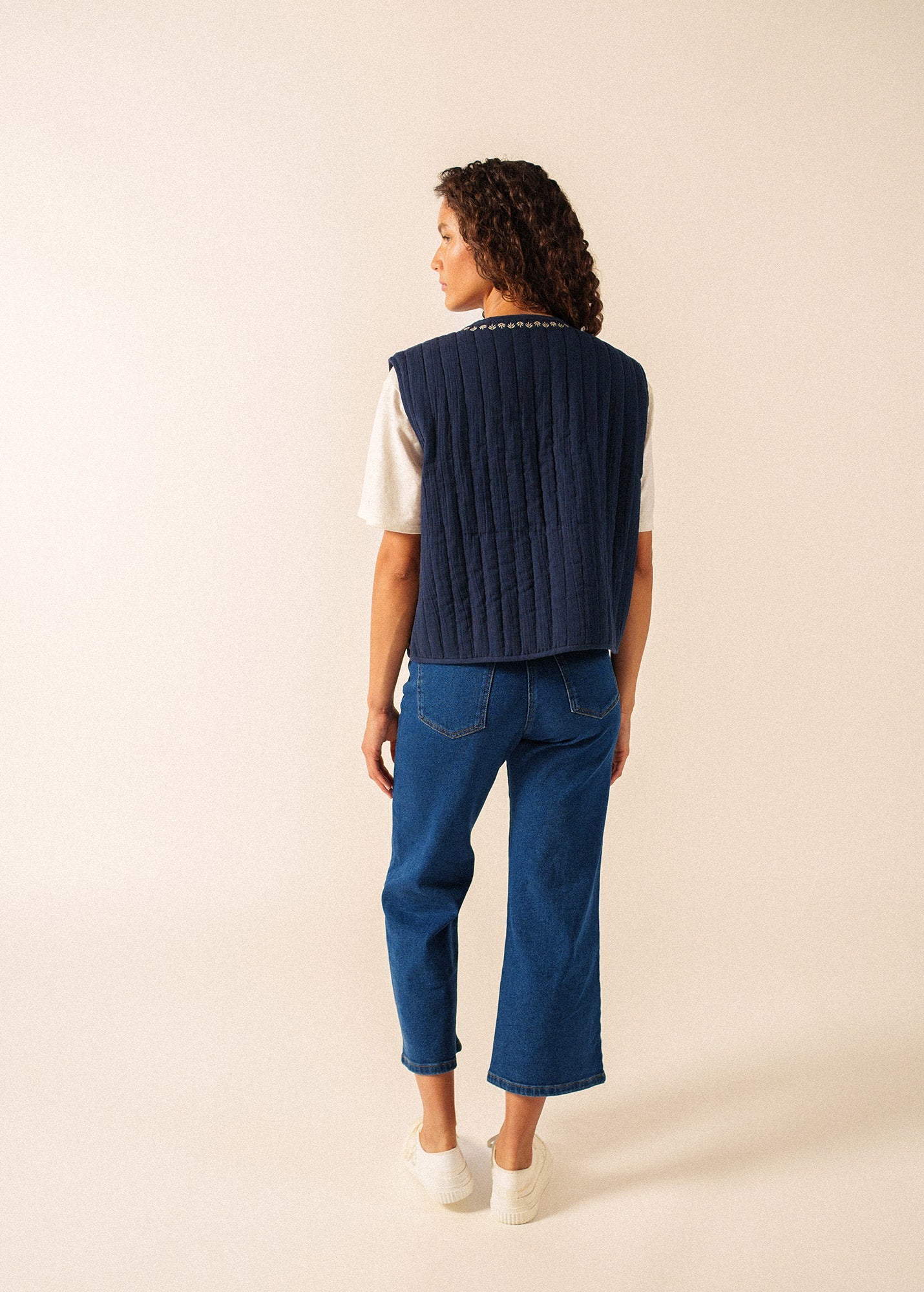 St Lily cotton quilted vest (NAVY / SAIL CANVAS)