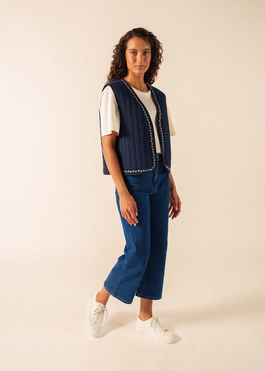Saint James St Lily cotton quilted vest (NAVY / SAIL CANVAS)