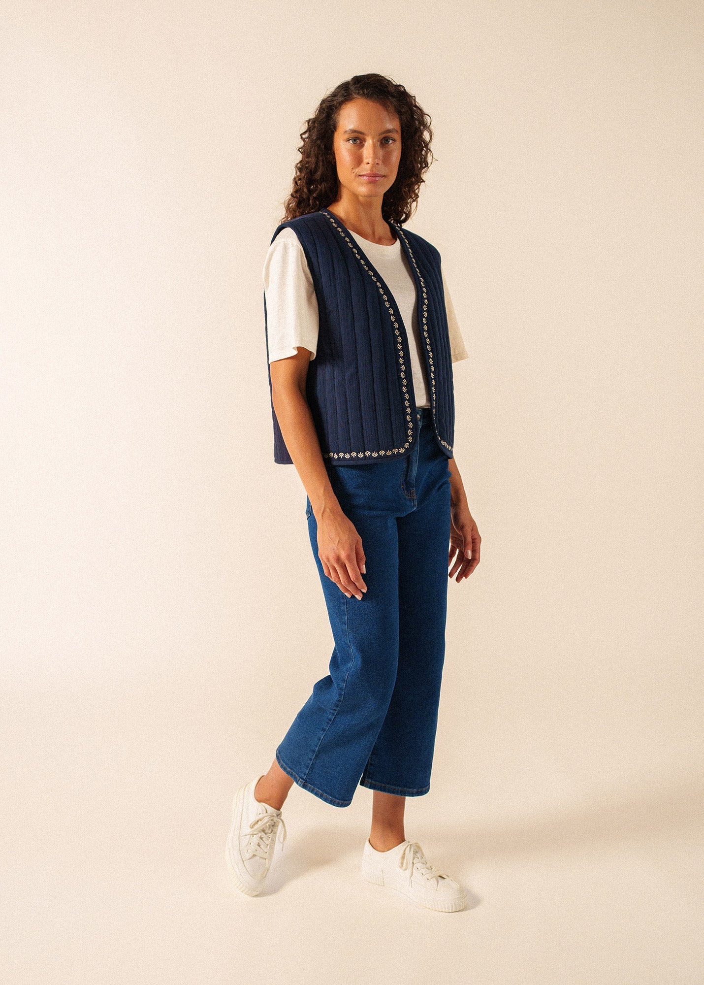 St Lily cotton quilted vest (NAVY / SAIL CANVAS)