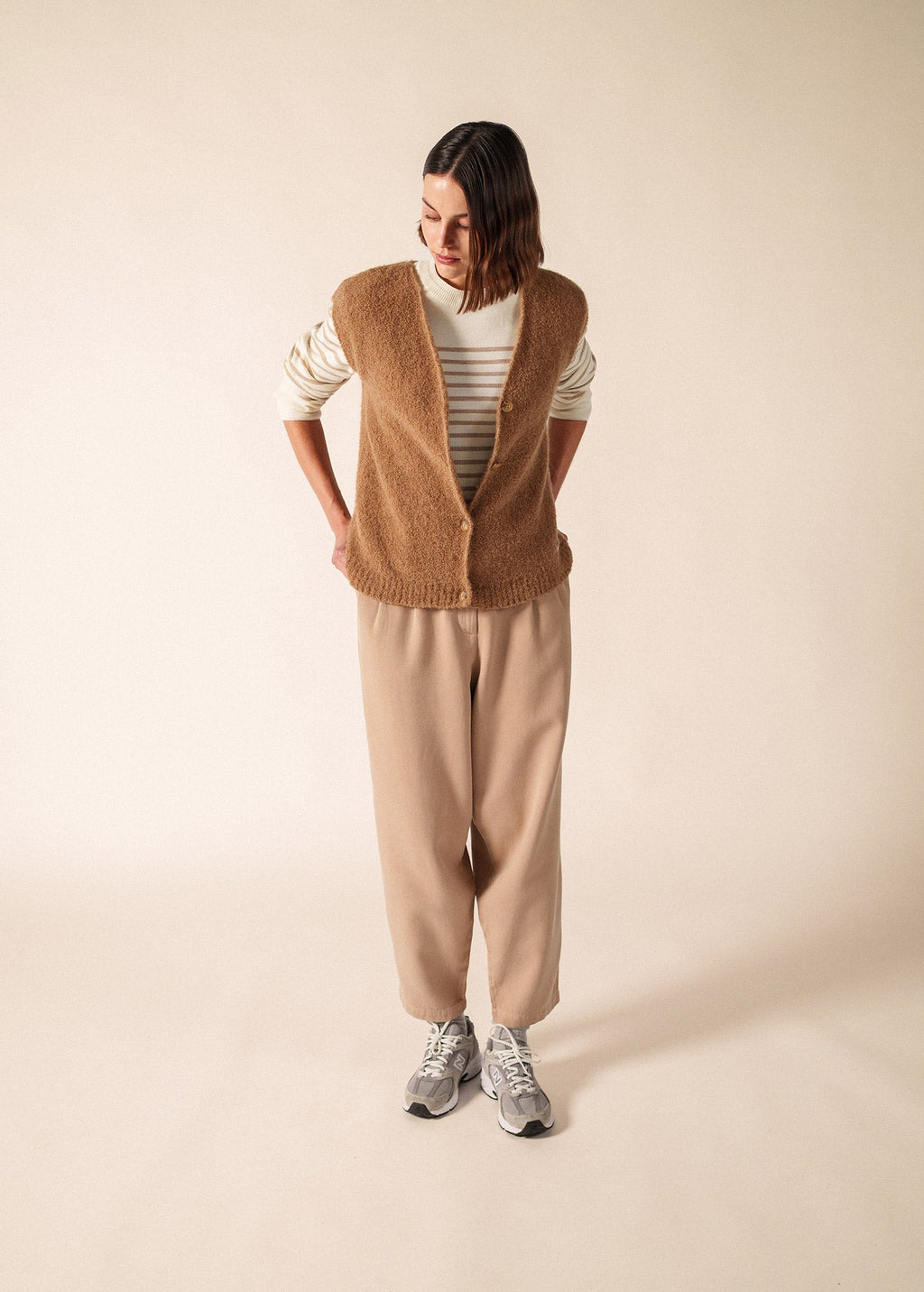Saint James CADEAC Alpaca Sweater Vest (DARK BEIGE)