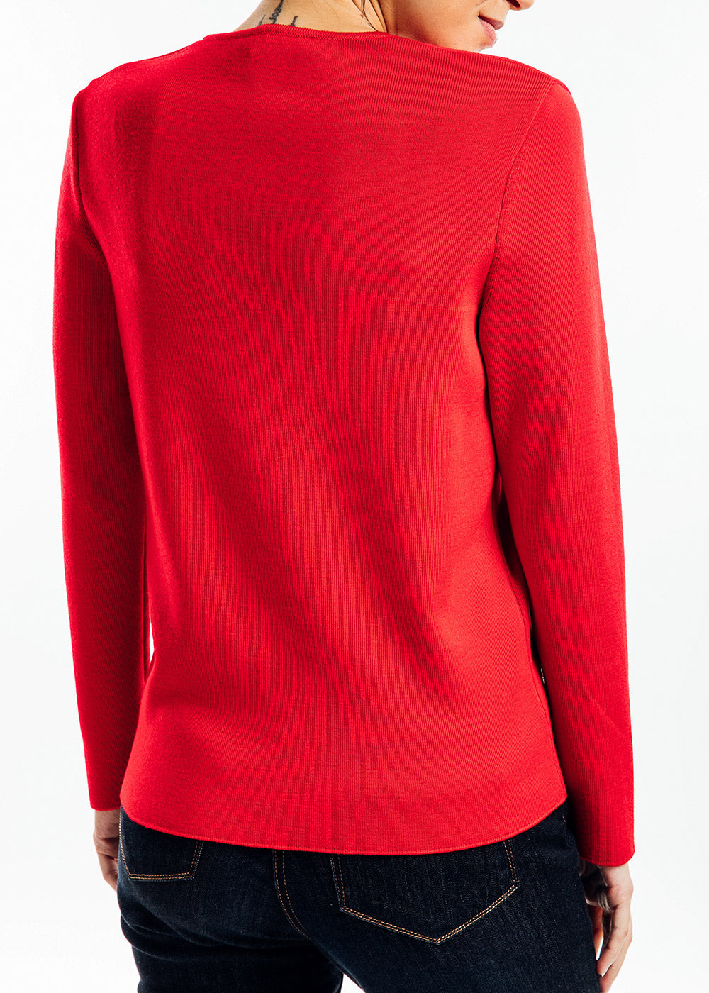 Saint James Brehat V Neck Sweater For Women Soft Wool Red