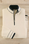 Reserve Long Sleeve Nautical Stripe Quarter Zip Sweater