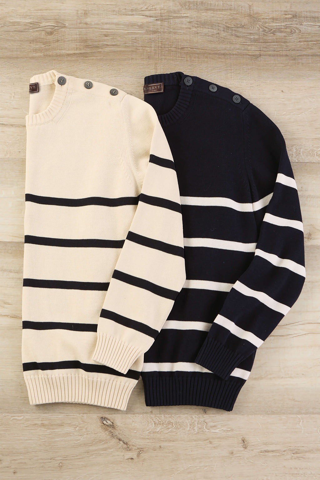 Reserve Long Sleeve Nautical Stripe Crew Sweater
